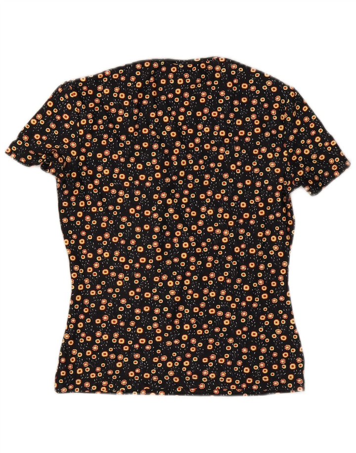 Versace Femme T-Shirt Top UK 8 Petit Noir Floral Polyamide