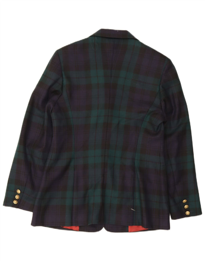 Charles Robertson Dame 3 Button Blazer Jacket UK 14 Large Navy Blue Plaid