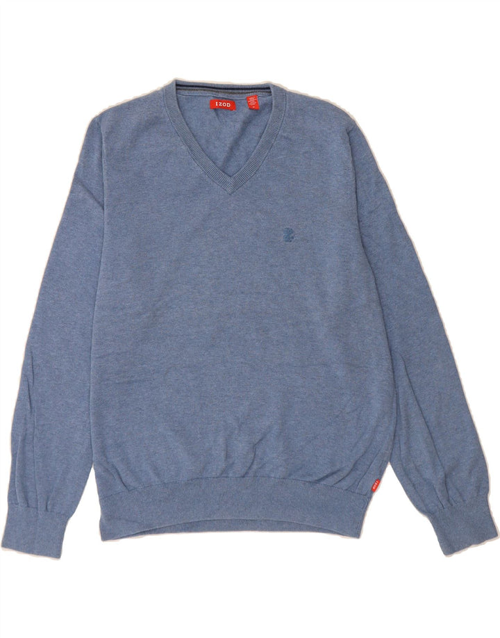 IZOD Mens V-Neck Jumper Sweater Medium Blue Cotton Vintage Izod and Second-Hand Izod from Messina Hembry 