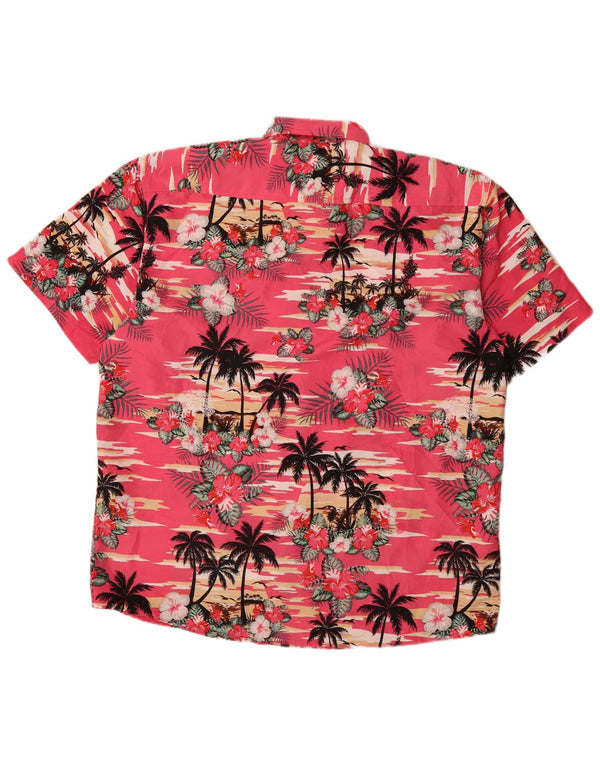 Lowes Mens Hawaiian Short Sleeve Shirt XL Pink Floral Polyester
