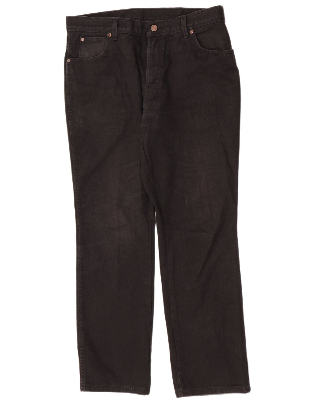 Wrangler Mens Regular Fit Straight Jeans W36 L32 Black Cotton