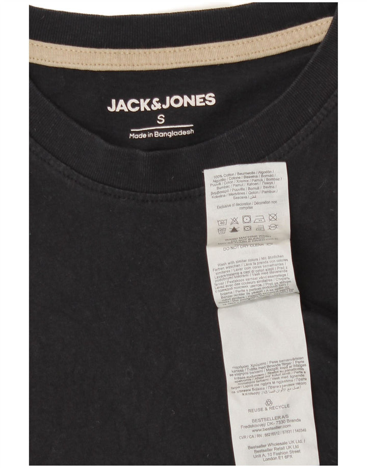Jack & Jones Mens Graphic T-Shirt Top Small Black Cotton