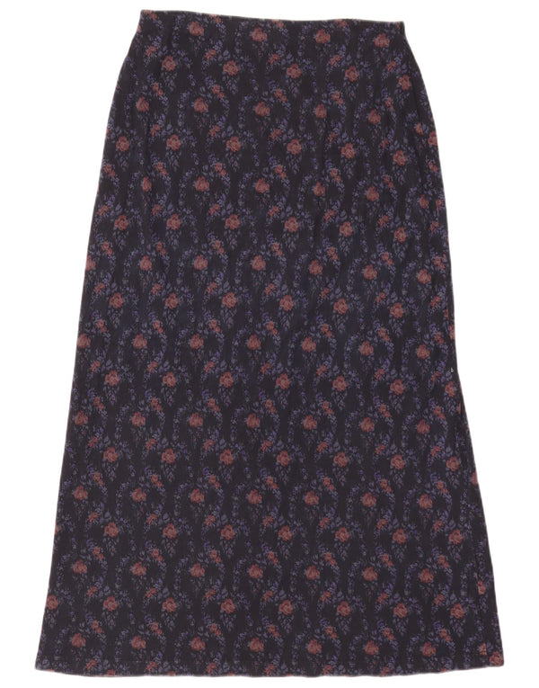 Laura Ashley Womens A-Line Skirt Large W32 Navy Blue Floral Cotton