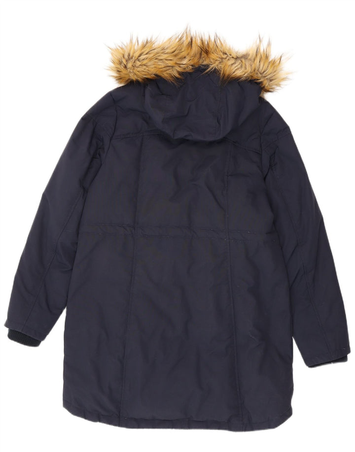 Fat Face Womens Hooded Parka Jacket UK 14 Medium Navy Blue Nylon