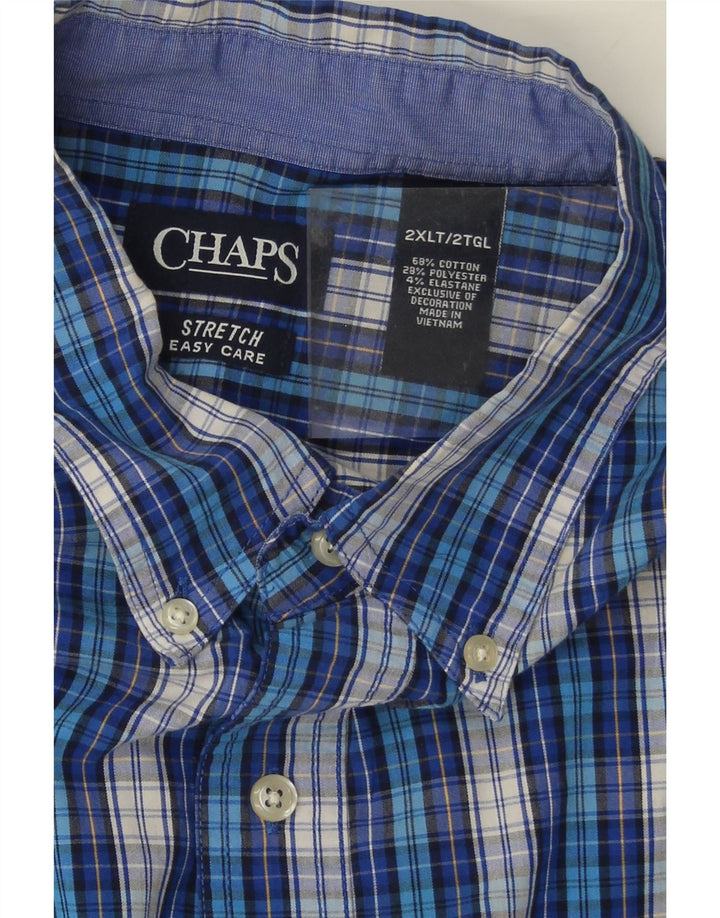 CHAPS Mens Shirt 2XL Blue Check Cotton Vintage Chaps and Second-Hand Chaps from Messina Hembry 