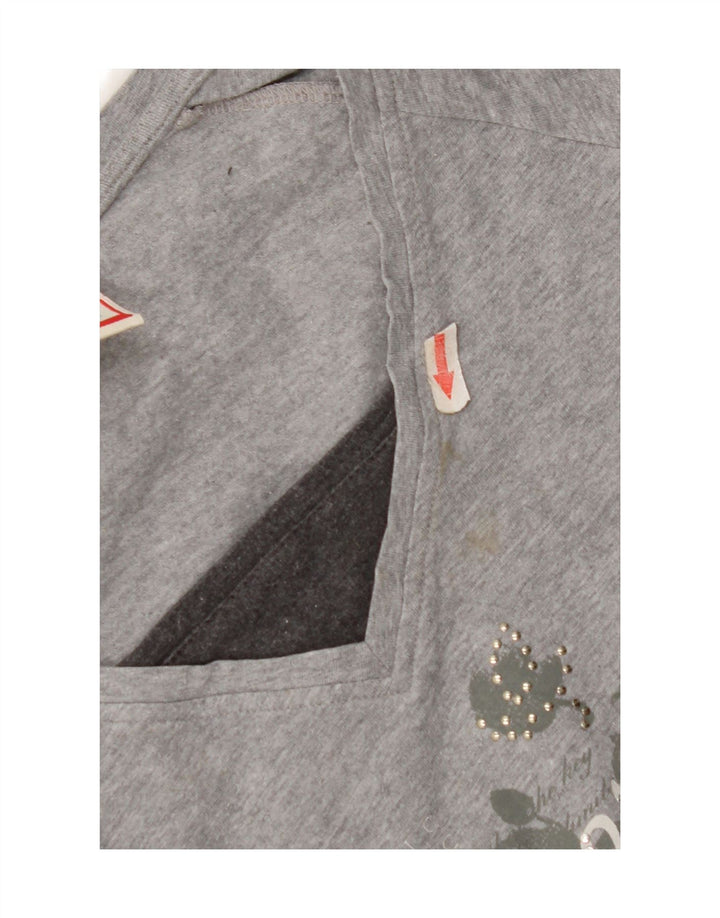Champion Womens Heritage Fit Graphic Top Long Sleeve UK 12 Medium Grey