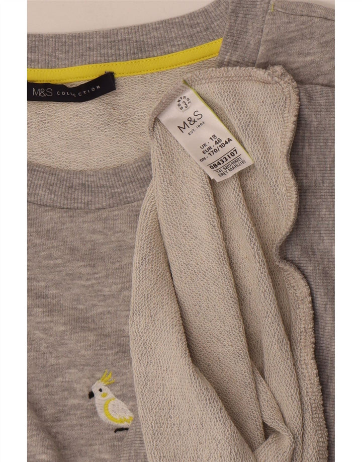 Marks & Spencer Womens Graphic Sweatshirt Jumper UK 18 XL Grey Flecked