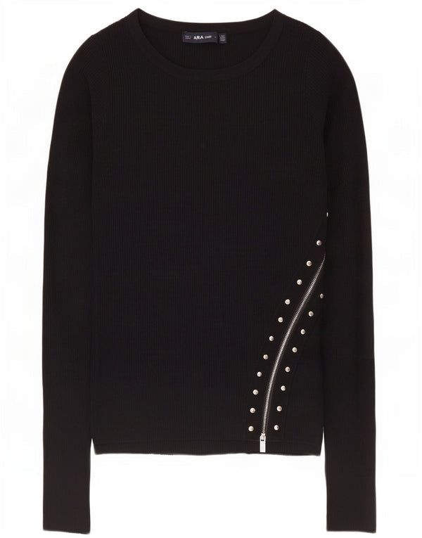 Zara Womens Top Long Sleeve UK 12 Medium Black
