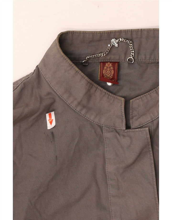 Dondup Womens Crop Bomber Jacket IT 44 Medium Grey Bomuld