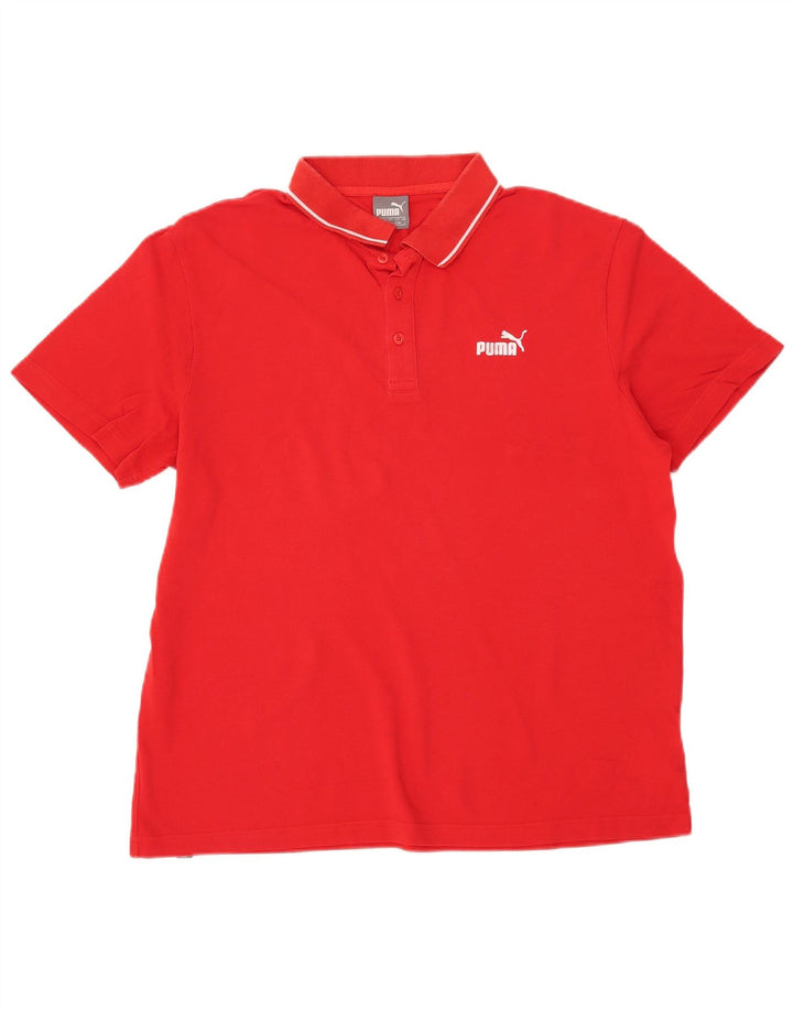 PUMA Mens Polo Shirt Large Red Cotton