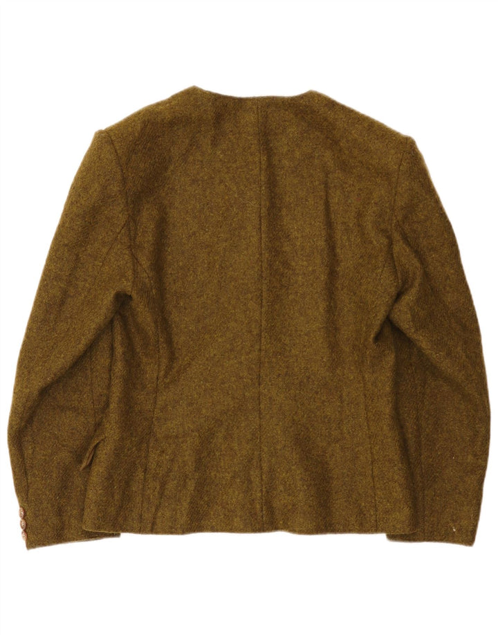 Marella Womens 4 Button Blazer Jacket UK 14 Large Khaki Paisley Wool