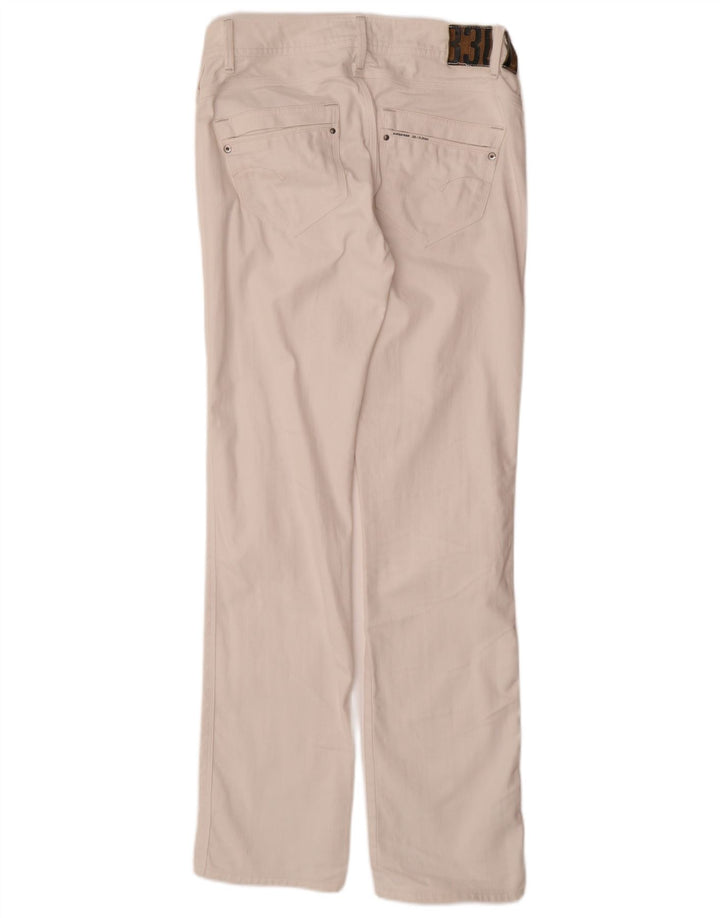 Calça feminina reta casual G-STAR W31 L34 algodão branco