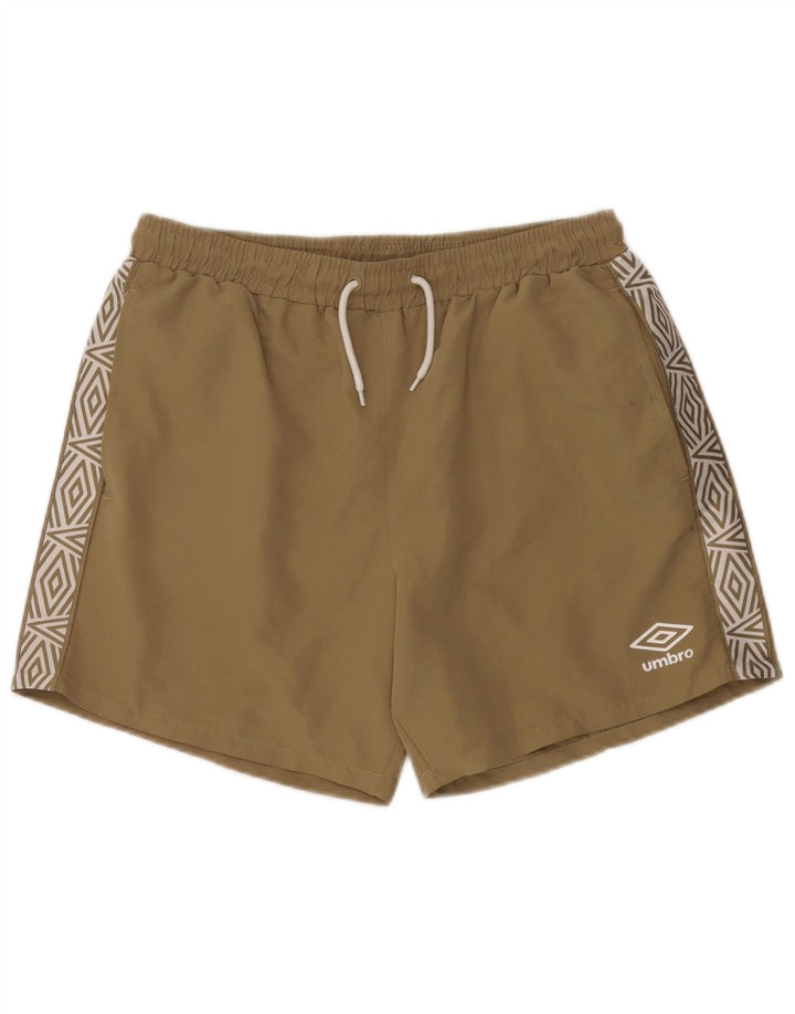 Umbro Mens Graphic Swimming Shorts Large Khaki Colourblock Polyester