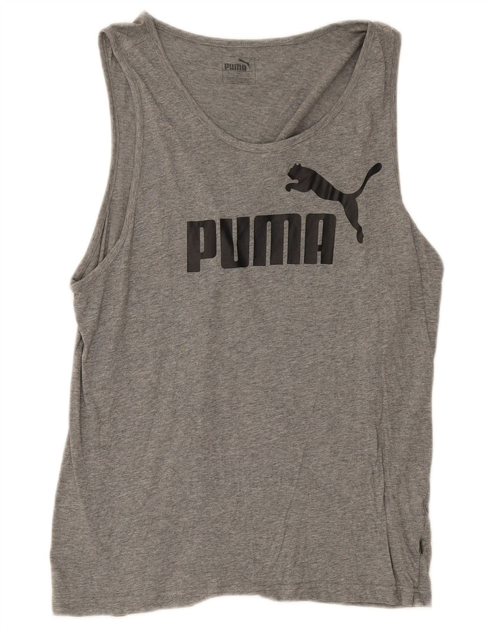 Puma Mens Graphic Vest Top Medium Grey Flecked