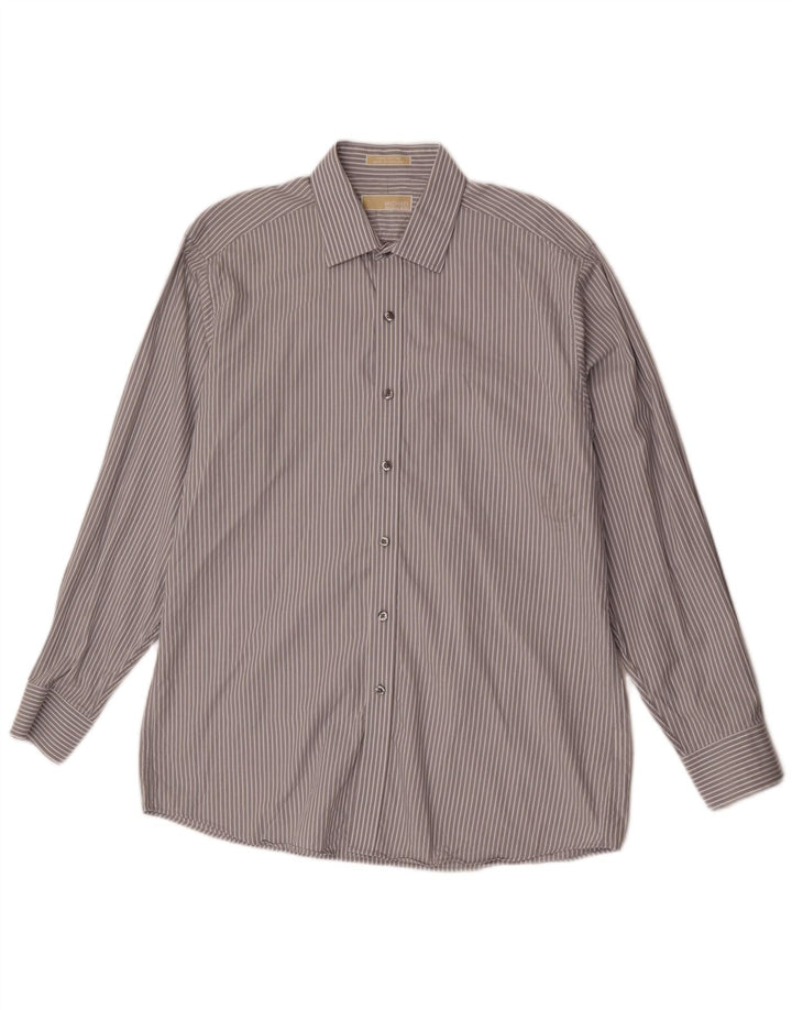 Michael Kors Mens Shirt Size 16 1/2 Large Grey Striped Cotton