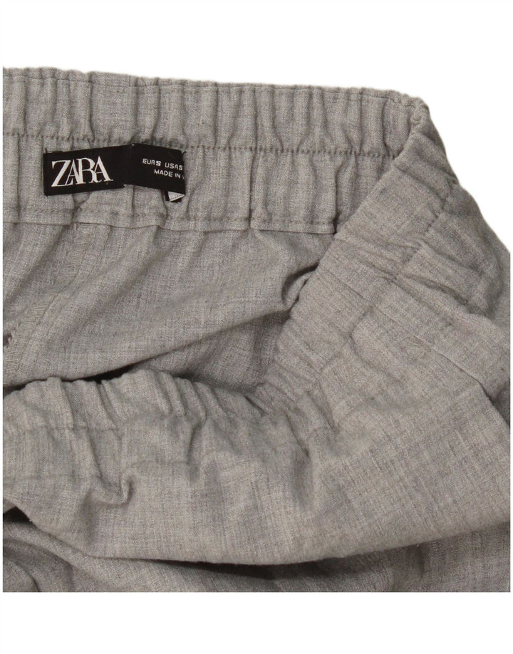 Zara Womens Straight Cropped Trousers Small W26 L24 Grey