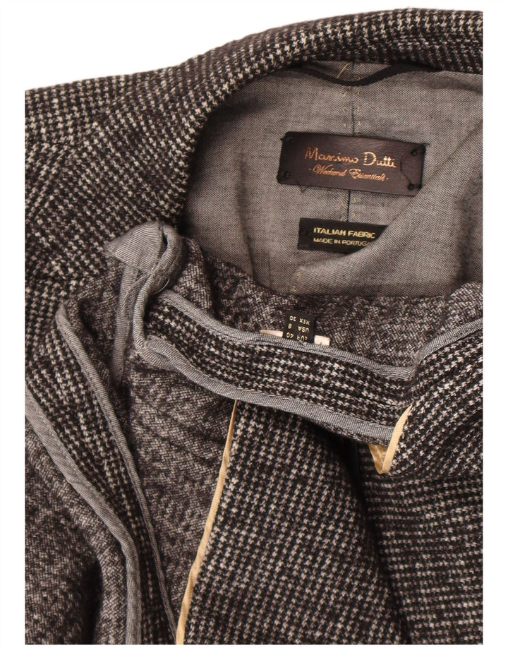 Massimo Dutti Dame 1 Knap Blazer Jakke EU 40 Medium Grey Houndstooth