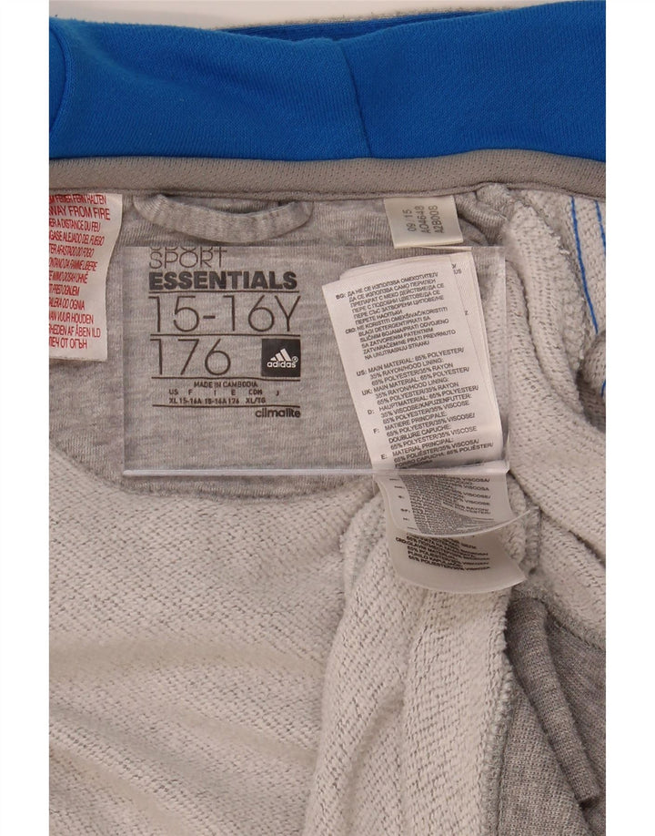 ADIDAS Boys Climalite Zip Hoodie Sweater 15-16 Years Grey Polyester Vintage Adidas and Second-Hand Adidas from Messina Hembry 