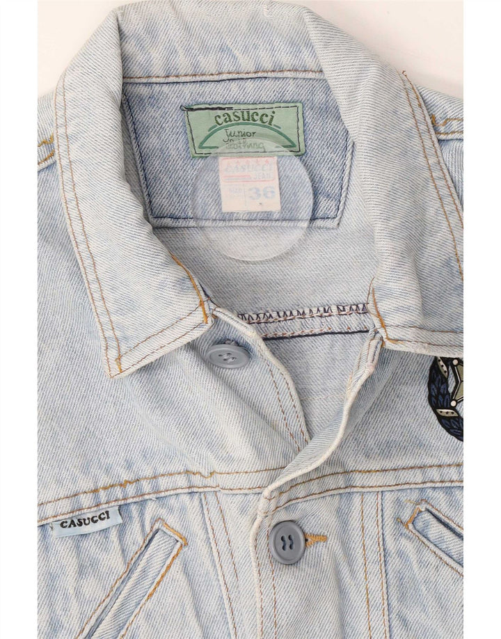 Casucci Boys Graphic Denim Gilet 9-10 Years Blue Cotton