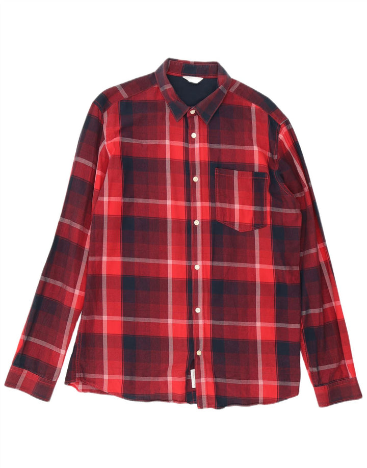 Jack & Jones Mens Core Flannel Shirt XL Red Plaid Cotton