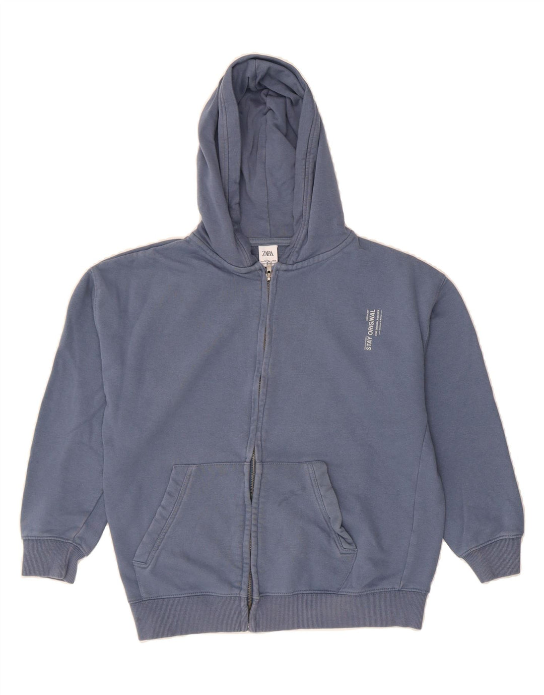 ZARA Boys Zip Hoodie Sweater 11-12 Years Blue Cotton Vintage Zara and Second-Hand Zara from Messina Hembry 