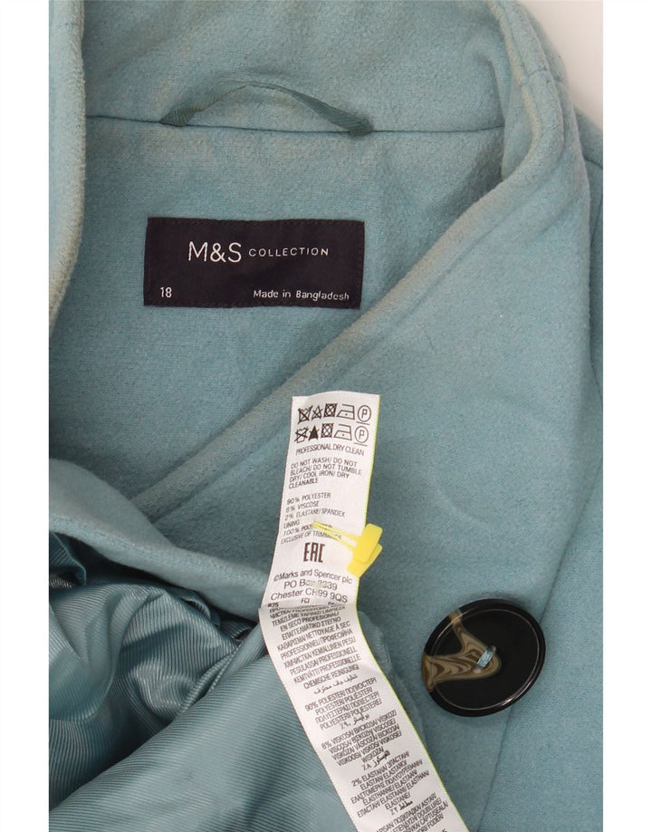 Marks & Spencer Womens Loose Fit Overcoat UK 18 XL  Blue Polyester