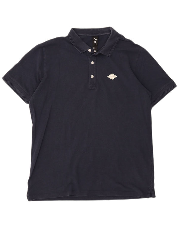 Replay herre polo skjorte 2XL marineblå bomuld