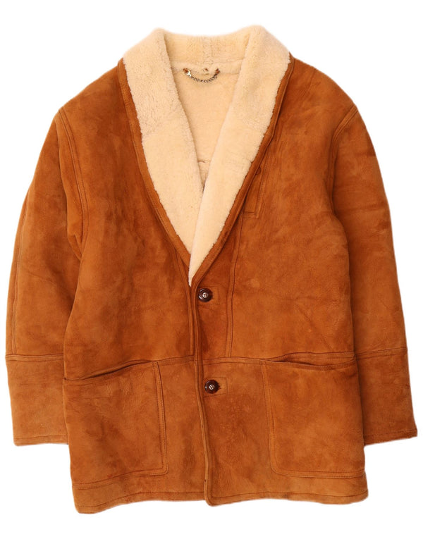 Vintage Herre Shearling Jacket IT 56 2XL Brun