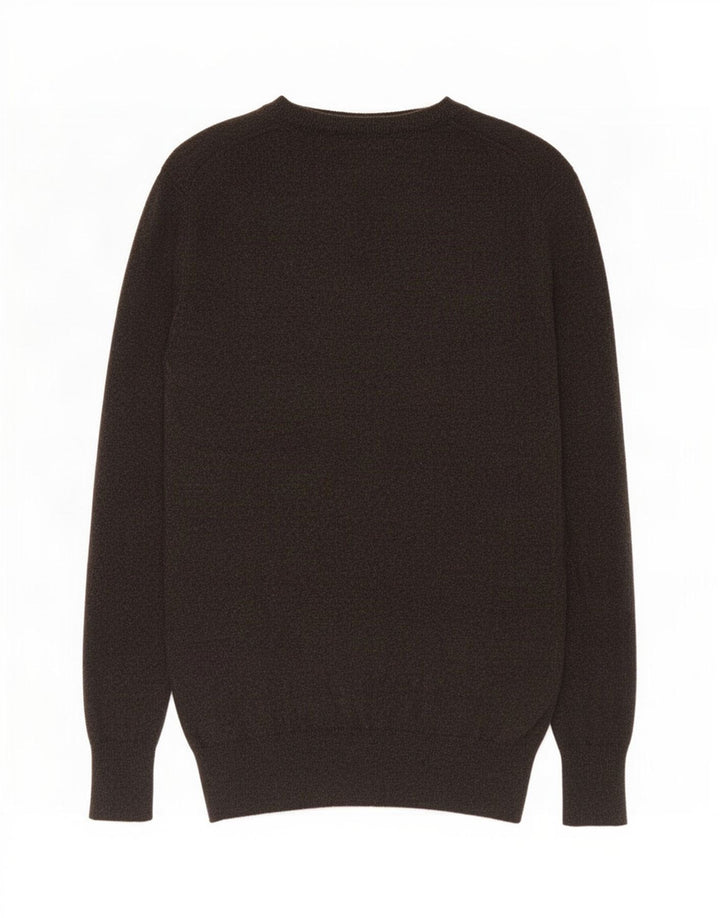 Superdry Mens V-Neck Jumper Sweater Large Brown Cotton