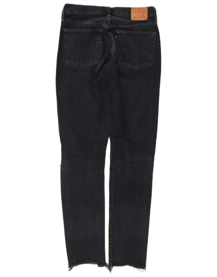 LEVI'S Womens 501 Distressed Straight Jeans W26 L32 Black Cotton