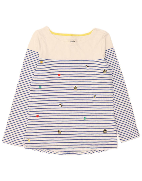 Joules Top gráfico para mujer de manga larga UK 10 Small Blue Stripe Cotton