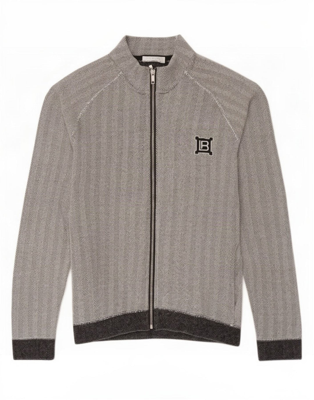 Laura Biagiotti Womens Tracksuit Top Jacket UK 10 Small Grey Herringbone
