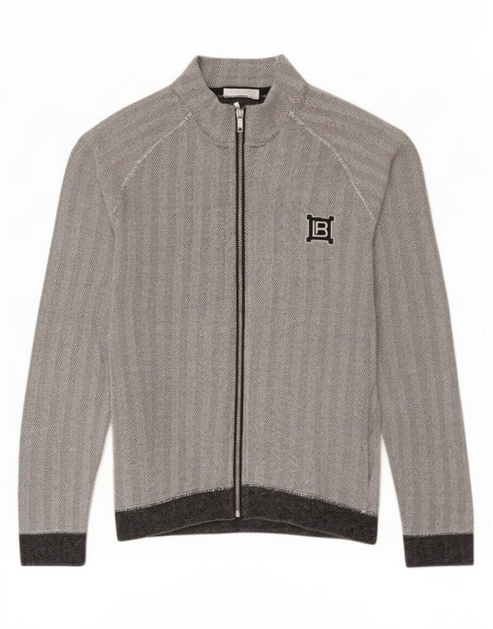 Laura Biagiotti Womens Tracksuit Top Jacket UK 10 Small Grey Herringbone