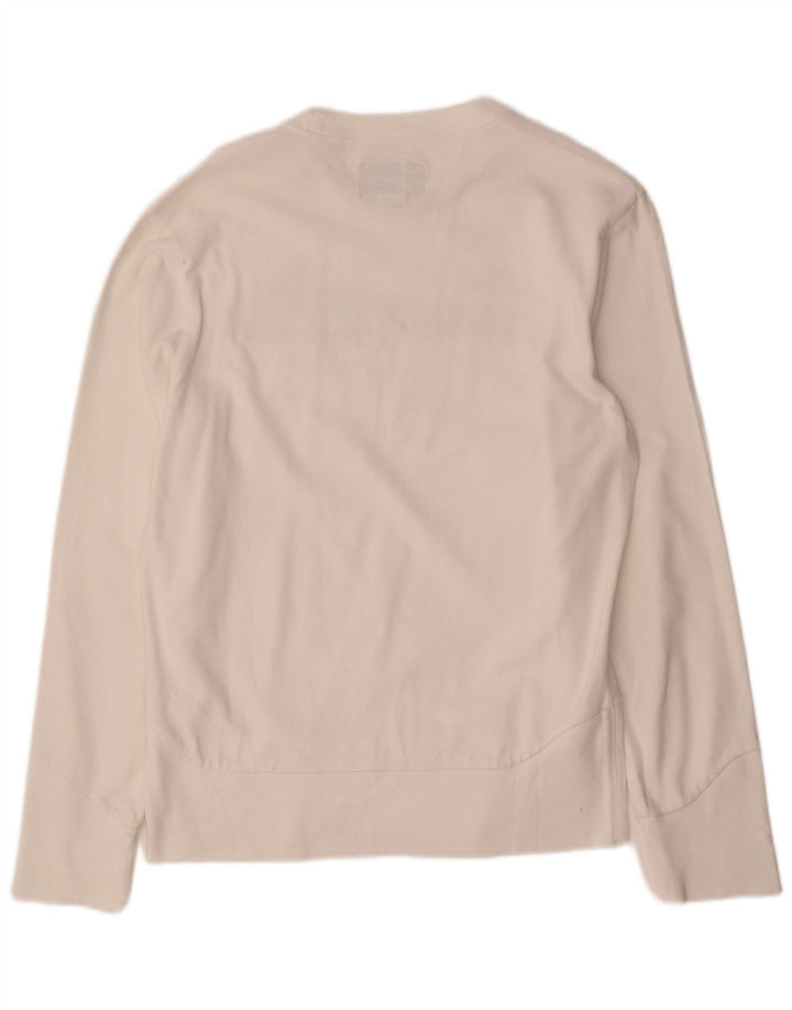 ENERGIE Womens Graphic Sweatshirt Jumper UK 14 Medium White Cotton