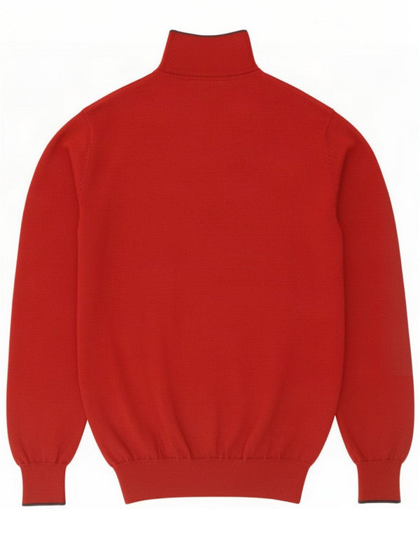 Timberland Mens Zip Neck Jumper Sweater Large Red Wool