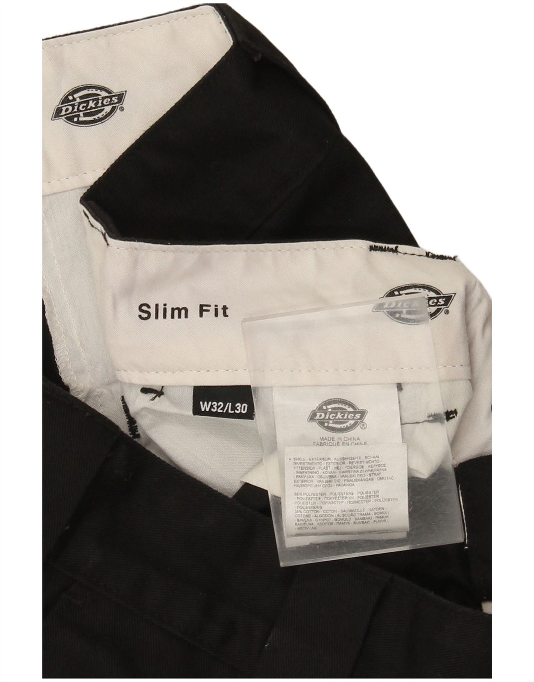Dickies Mens Slim Fit Chino Trousers W32 L27 Black Polyester