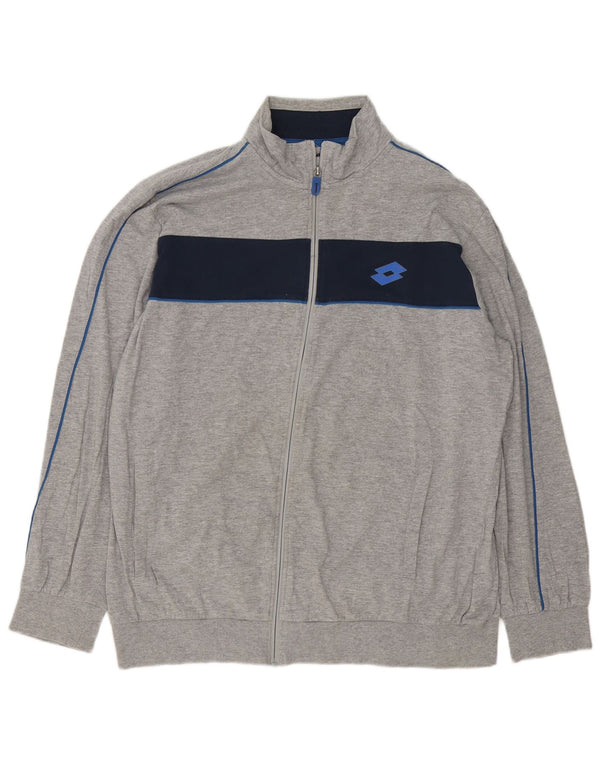 Lotto Mens Tracksuit Top Jacket 2XL Grey Colourblock Cotton