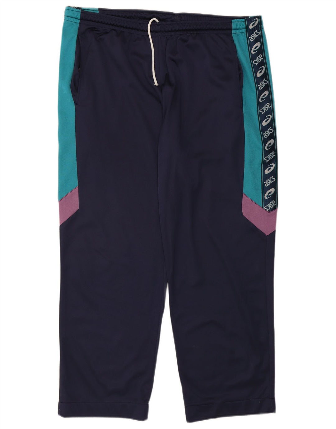 Asics Mens Graphic Tracksuit Trousers XL  Navy Blue Colourblock
