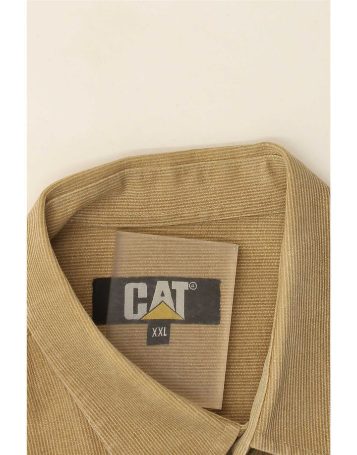 Chemise homme CAT 2XL Beige à fines rayures