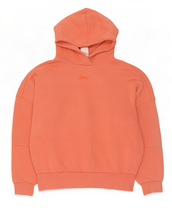 Reebok Womens Oversized Hoodie Jumper UK 4/6 XS Orange Cotton