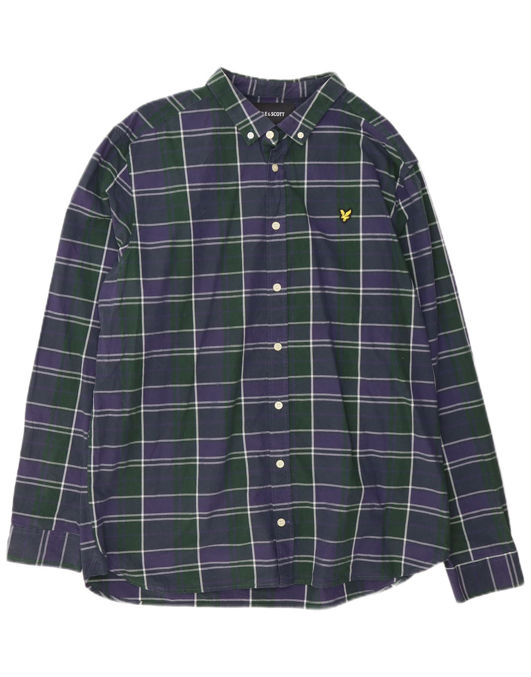Lyle & Scott herreskjorte 2XL marineblå ternet bomuld