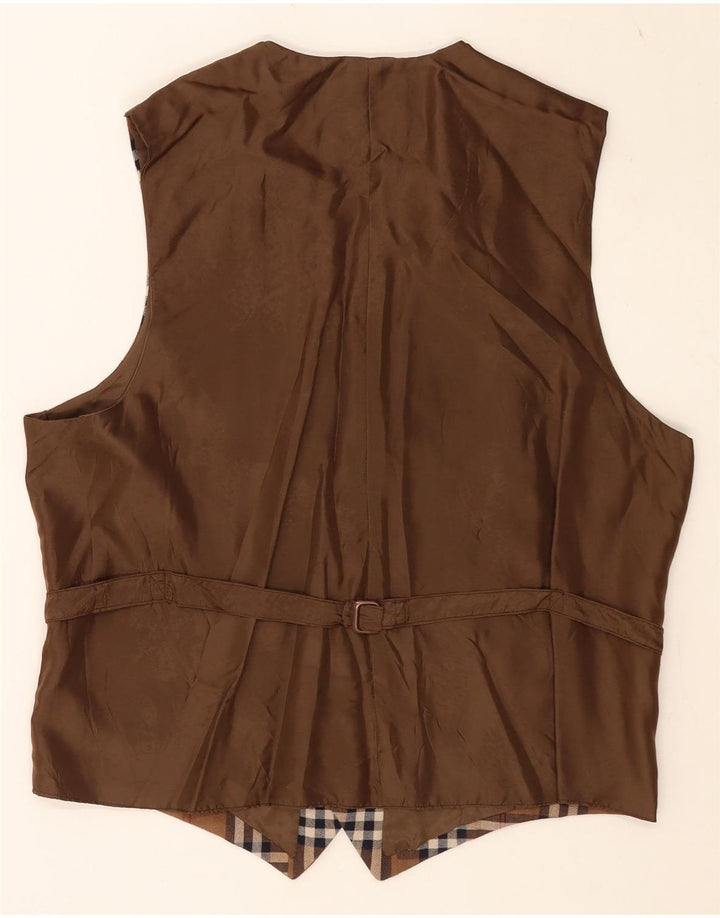 Vintage Mens Waistcoat Medium Brown Check