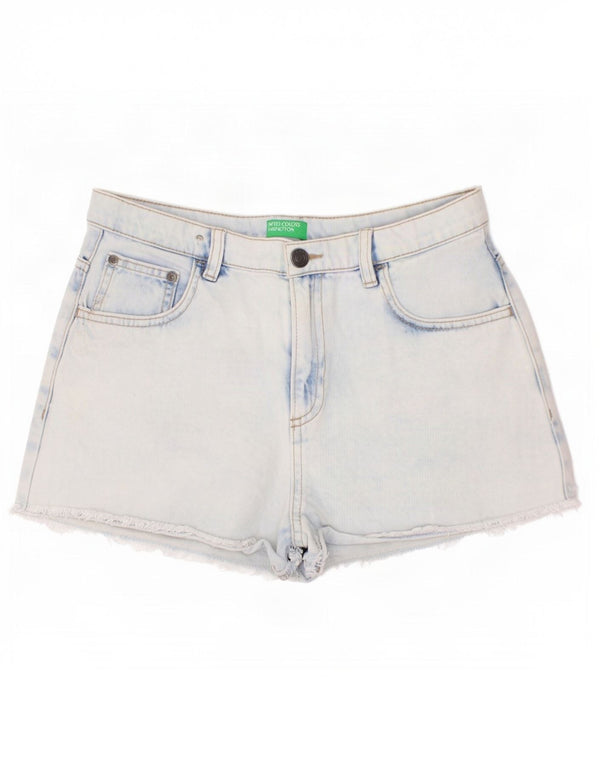Benetton Boys High Waist Denim Shorts 13-14 Years 3XL W30 Blue Cotton