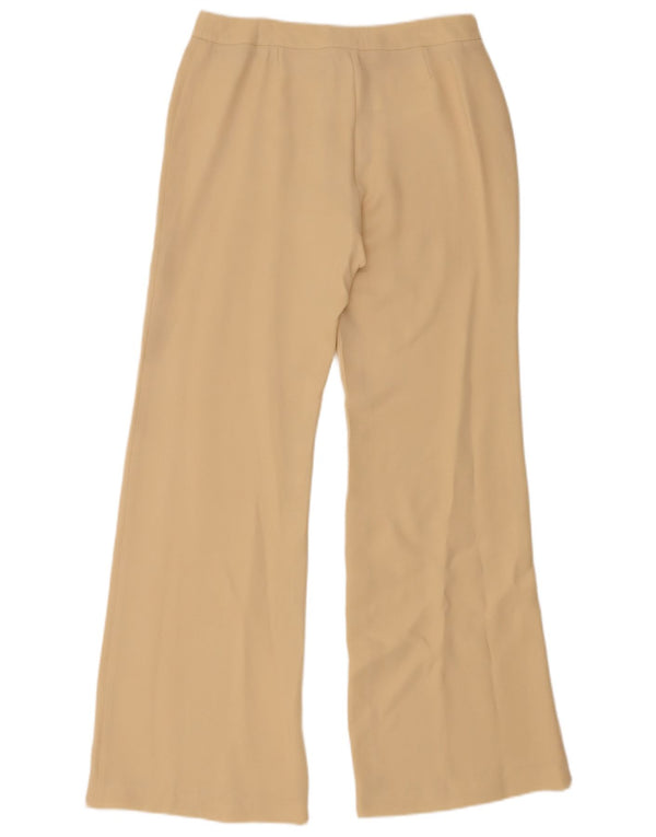 Blunauta Calça feminina casual perna larga IT 42 médio W28 L31 bege seda