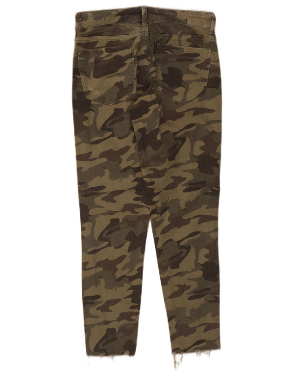 Zara Womens Crop Skinny Jeans EU 36 XS W26 L26 Khaki Camouflage Cotton
