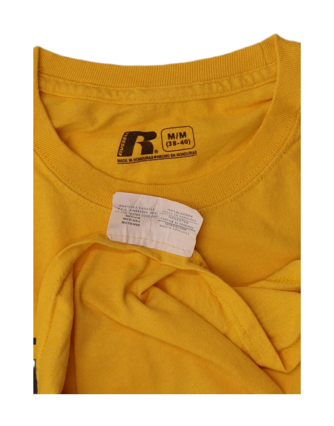 Russell Athletic Herre grafisk T-shirt Top Medium Gul Bomuld