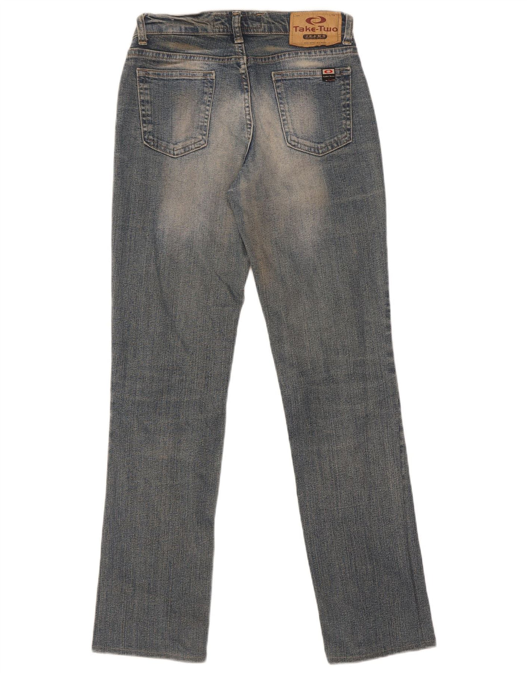 Nehmen Sie zwei gerade Jeans für Damen, Größe 27, W27, L30, blaue Baumwolle