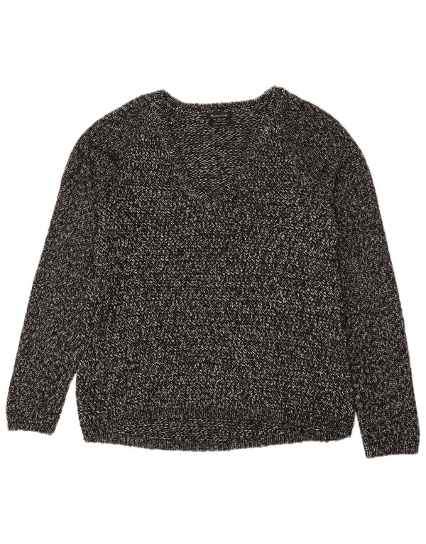 Massimo Dutti Dame V-hals sweater UK 14 Medium Grey Flecked