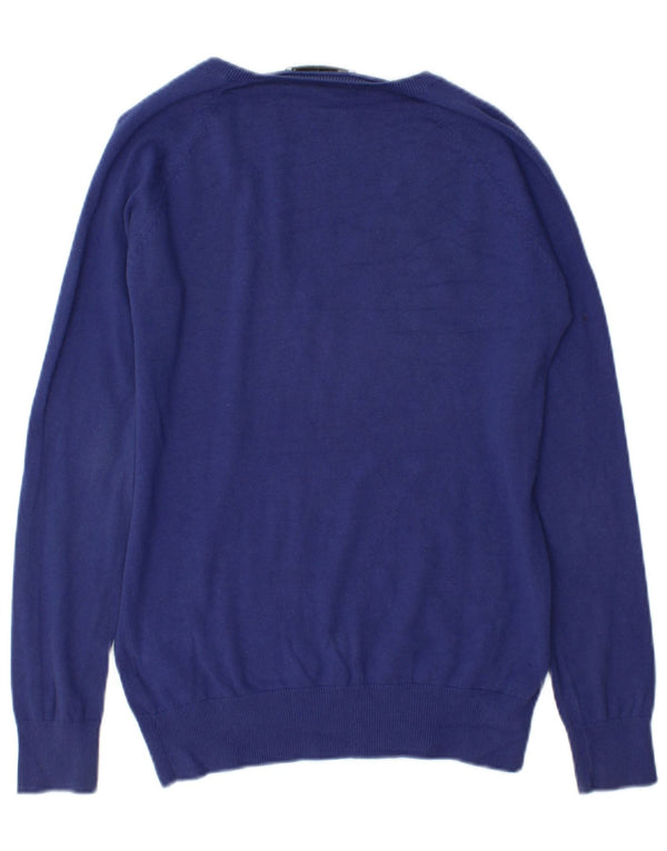 Suéter feminino Zara com decote em V UK 18 XL algodão azul