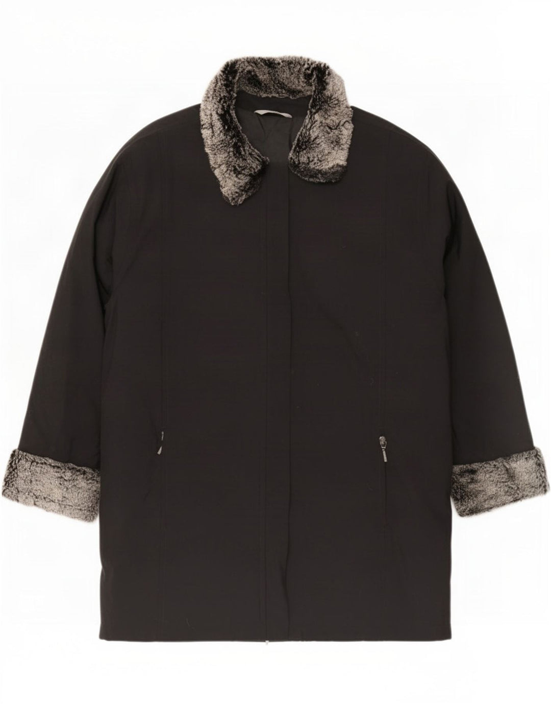Marks & Spencer Womens Oversized Padded Jacket UK 16 Large Black Acrylic